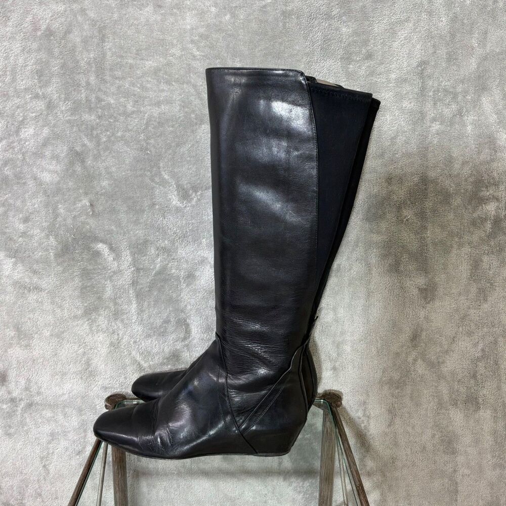 Donald Pliner Patrice Women's 9.5 M Hidden wedge Tall smooth leather boots black
